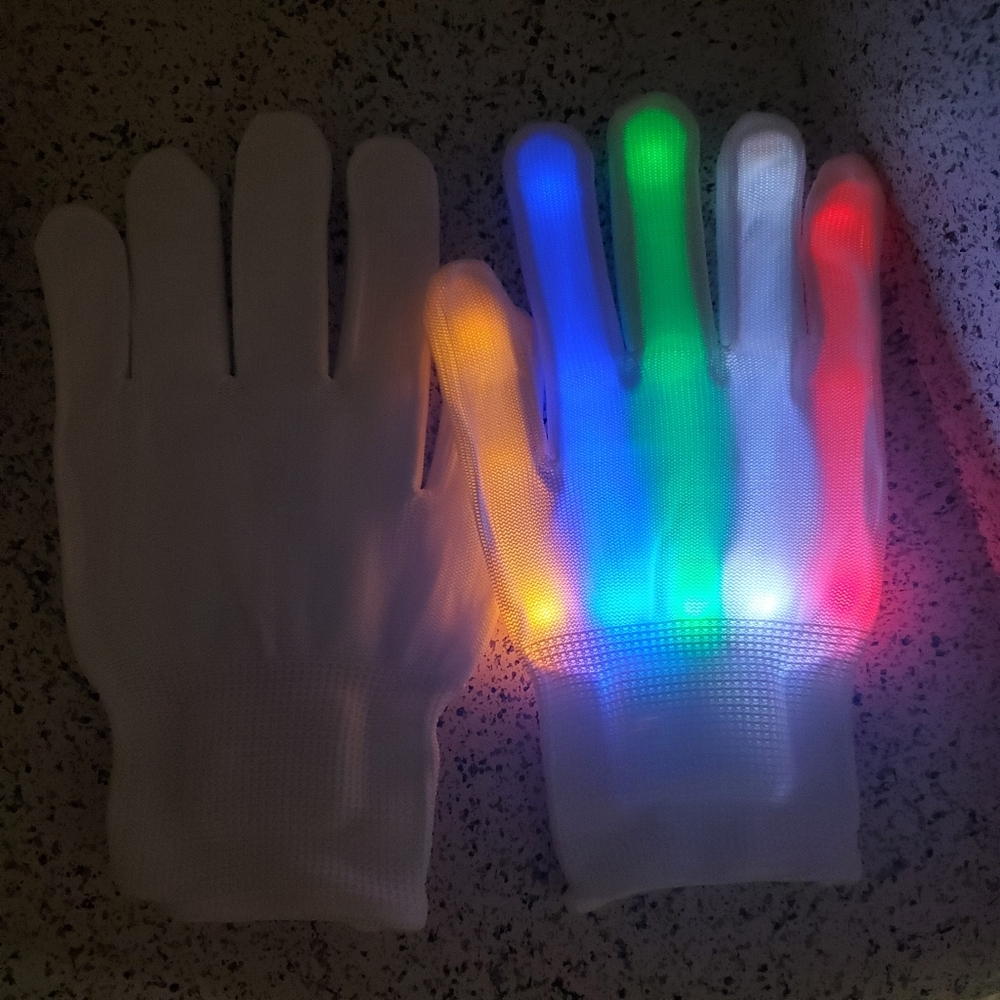 LED Fingers Flashing Gloves Light Up Lighting Glow Xmas Dance Rave Party